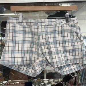 Fox Plaid Women's Shorts - White, Blue, Brown